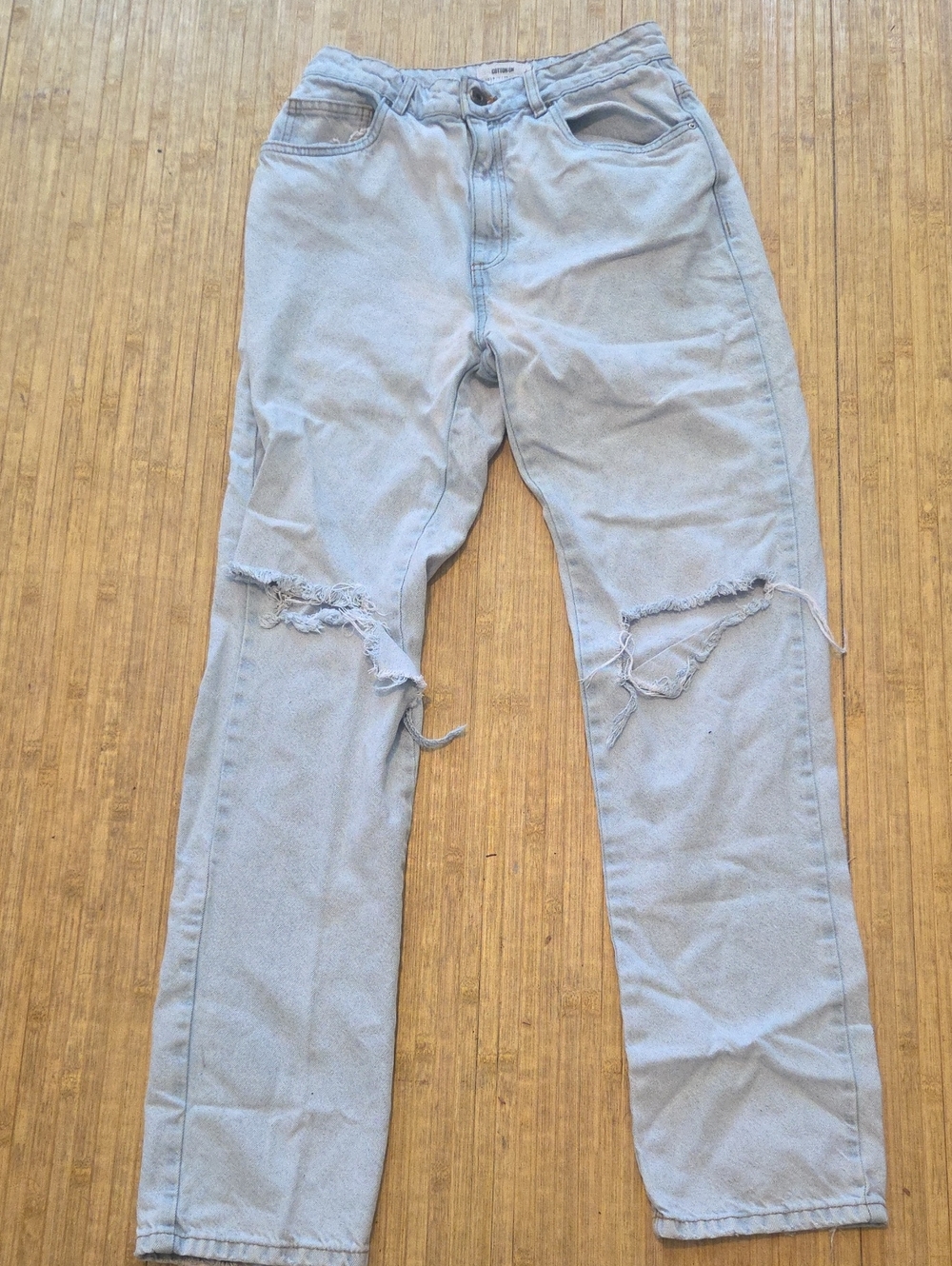 Cotton: On Light Blue Long Straight Leg Jeans W 6